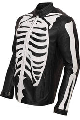 Halloween Special Exlusively Desgined White Bones Skeleton Leather Jacket for Men. - MNCLeather